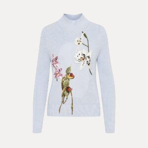 Embroidered Orchid Portrait Sweater