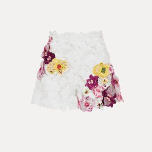 Guipure Shorts with Orchid Embroidery