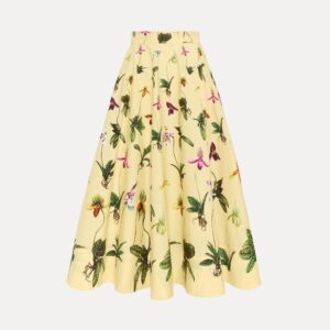 Orchid Print Cotton Poplin Skirt