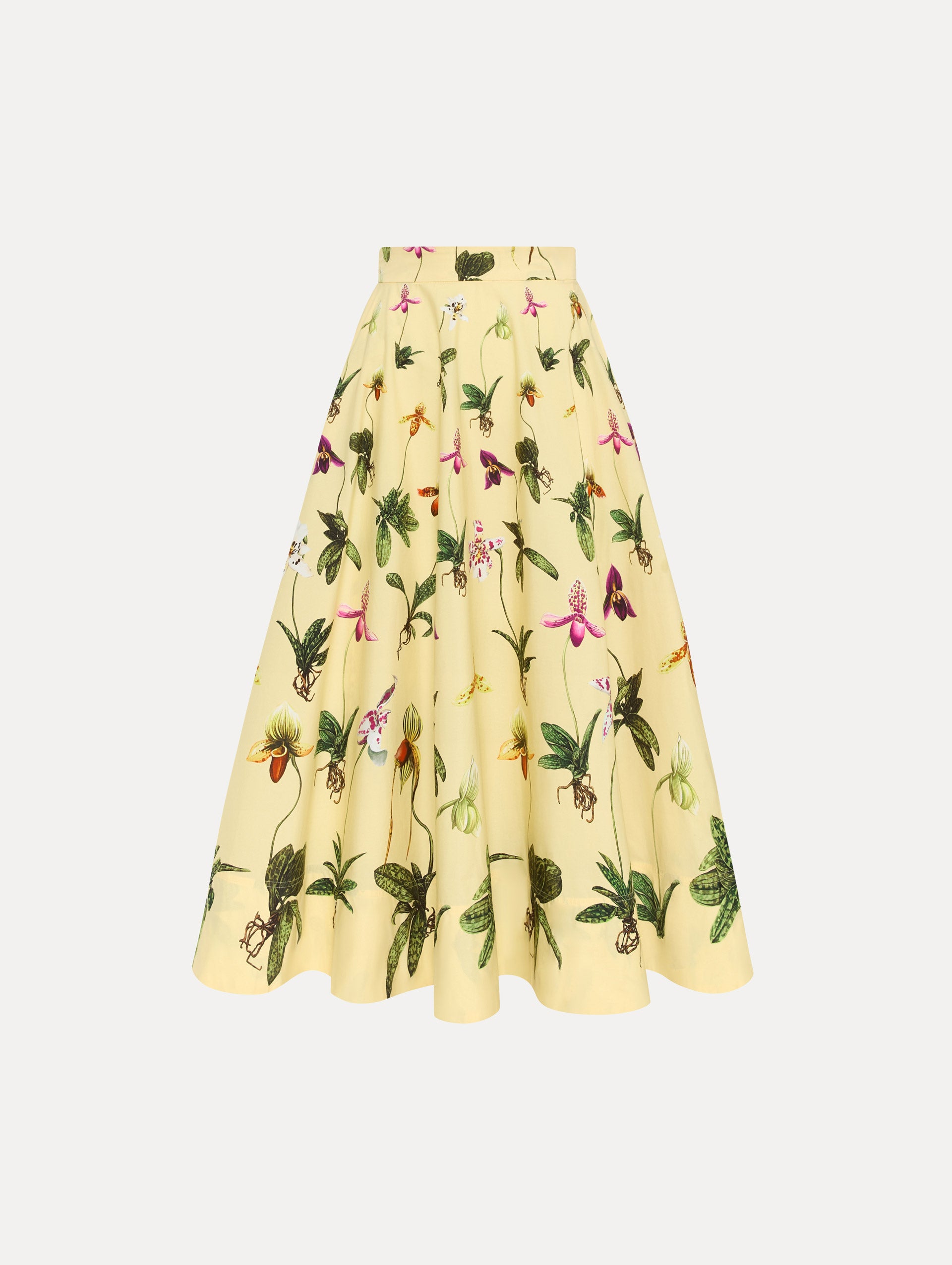 Orchid Print Cotton Poplin Skirt